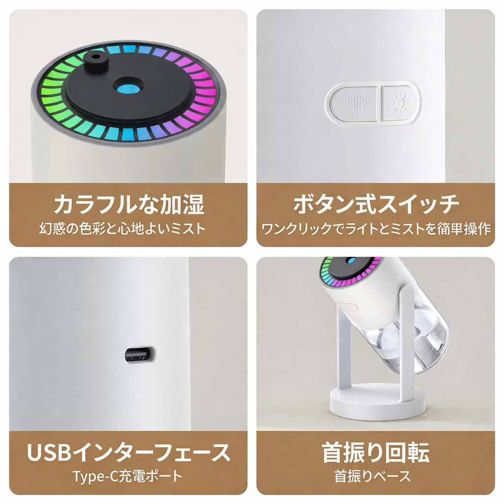 日本で大人気！星空プロジェクション付きUSBミニ加湿器✨🌙💧リラックス空間を演出