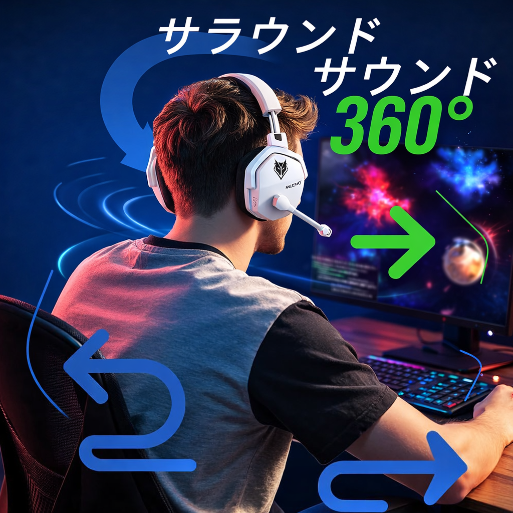 🎧🎮 Tokohoma™ ワイヤレスゲーミングヘッドセット 充電スタンド付き ✨