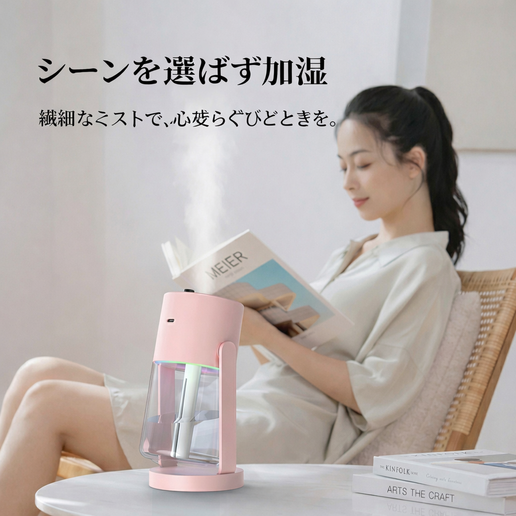 日本で大人気！星空プロジェクション付きUSBミニ加湿器✨🌙💧リラックス空間を演出