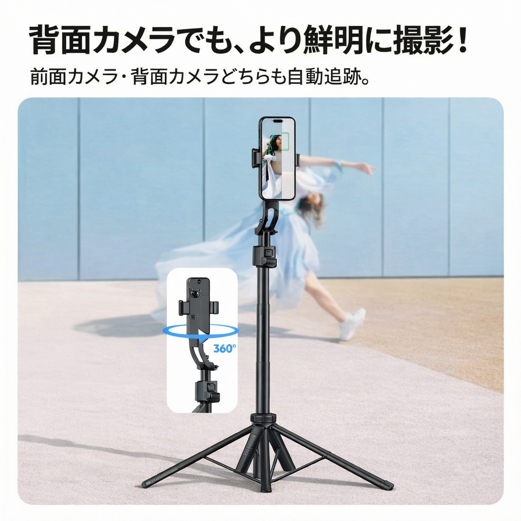 日本でバズり中！AIフェイストラッキング三脚🤳 360°自動追跡📱